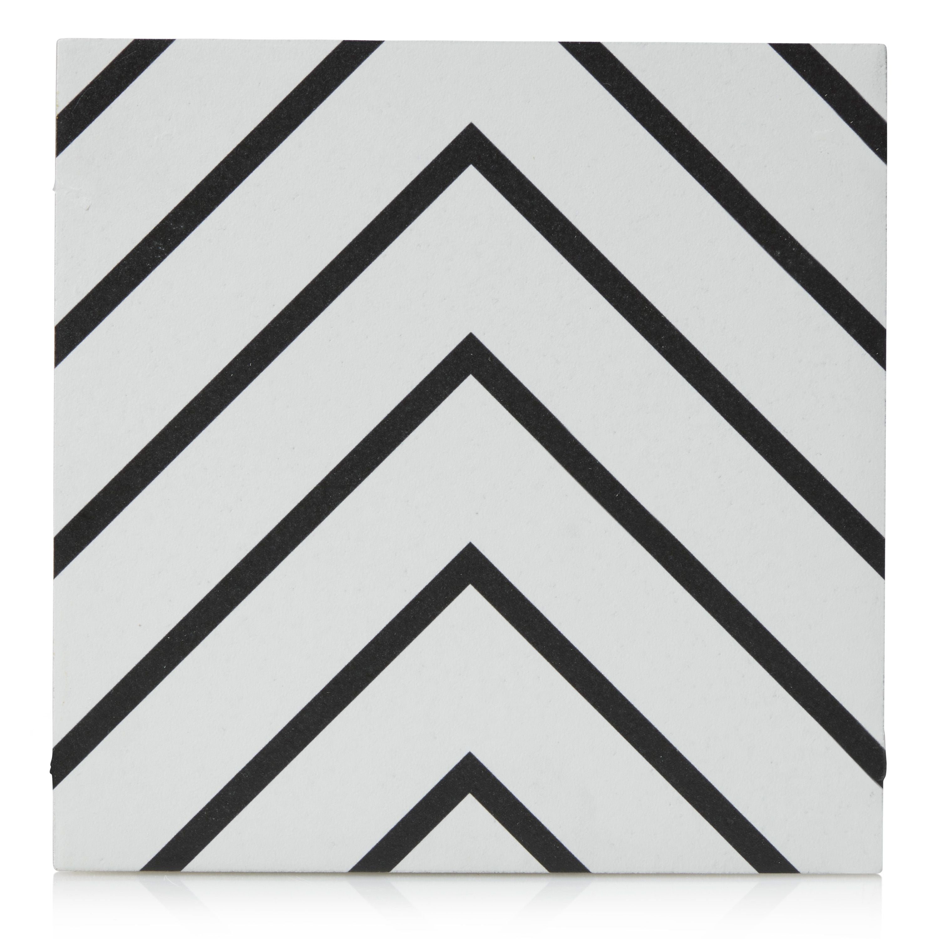 8x8 Black and White Vera porcelain tile - Industry Tile